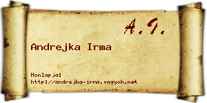 Andrejka Irma névjegykártya